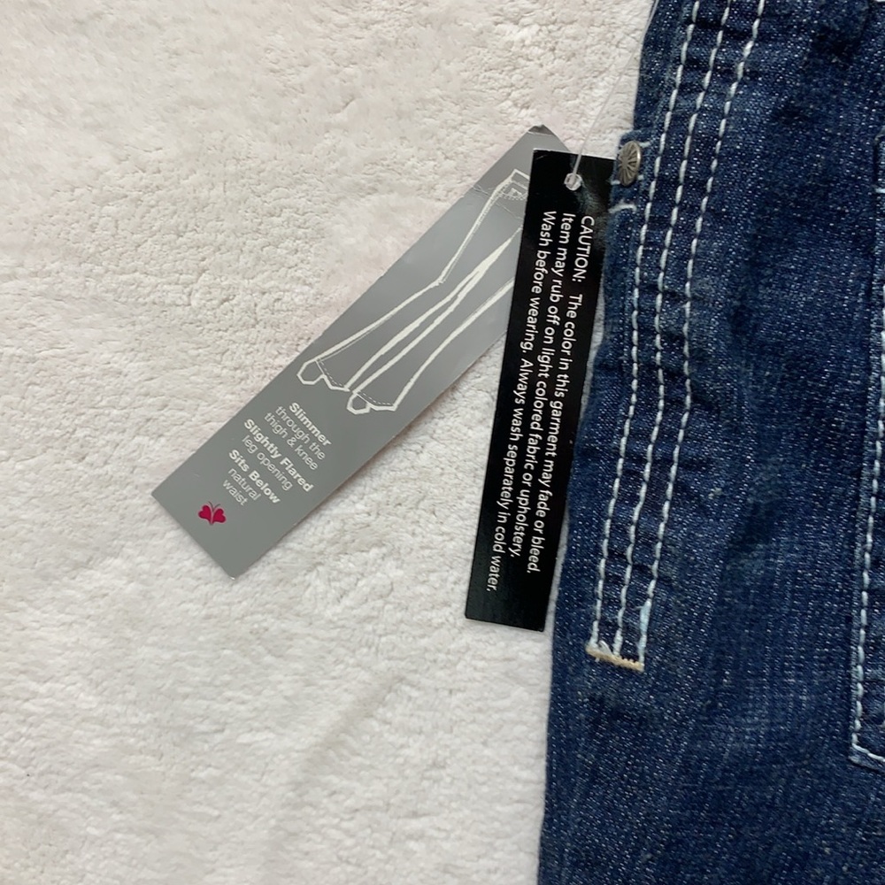 Fashion Bug blue jeans petite 16 flare leg boot cut bling new - Picture 4 of 10